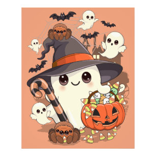 Foto Fantasma de Halloween Fofo no Estilo Kawaii