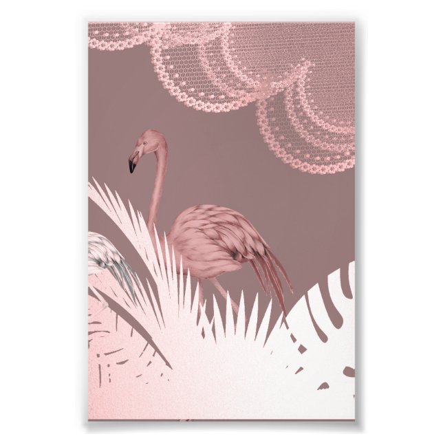 Foto Fantastic Pink Flamingo Poster in Tropical Forest (Frente)