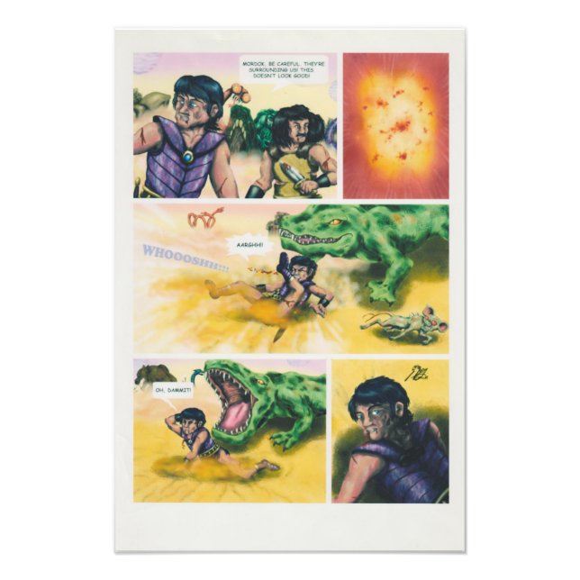 Foto Fantasy Comic guerreiros lutando contra monstro re (Frente)