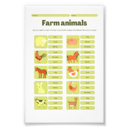 Foto Farm Animals Identification Educational Worksheet