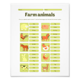 Foto Farm Animals Identification Educational Worksheet