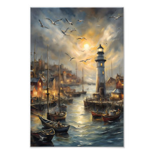 Foto Farol Costeiro e Aldeia Costeira Arte Sunset