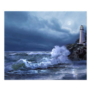 Foto Farol de Boston sob o impressão da arte do luar