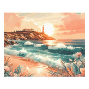 Foto Farol Sunset Ocean Beach Boho Floral
