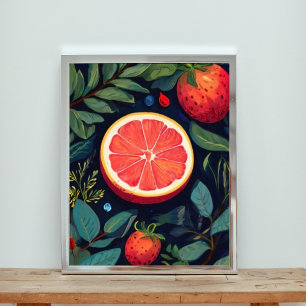 Foto Fatia de Toranja Aquarela com Morangos