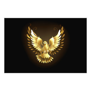 Foto Faux Gold Foil Peace Dove em Preto