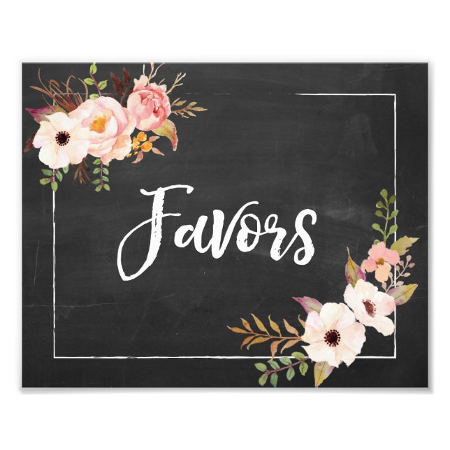 Foto Favorece Sinal de Casamento Floral de Chalkboard R (Frente)