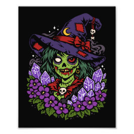 Foto February Zombie Witch with Gems and Flowers