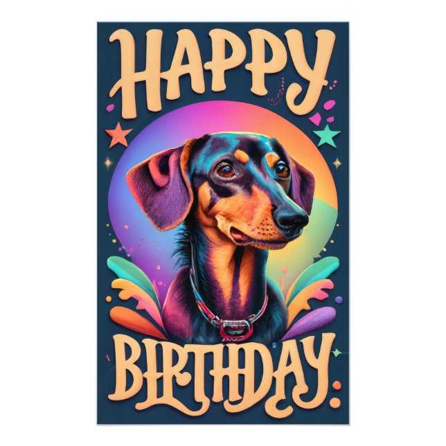 Foto Feliz aniversário Dachshund (Frente)