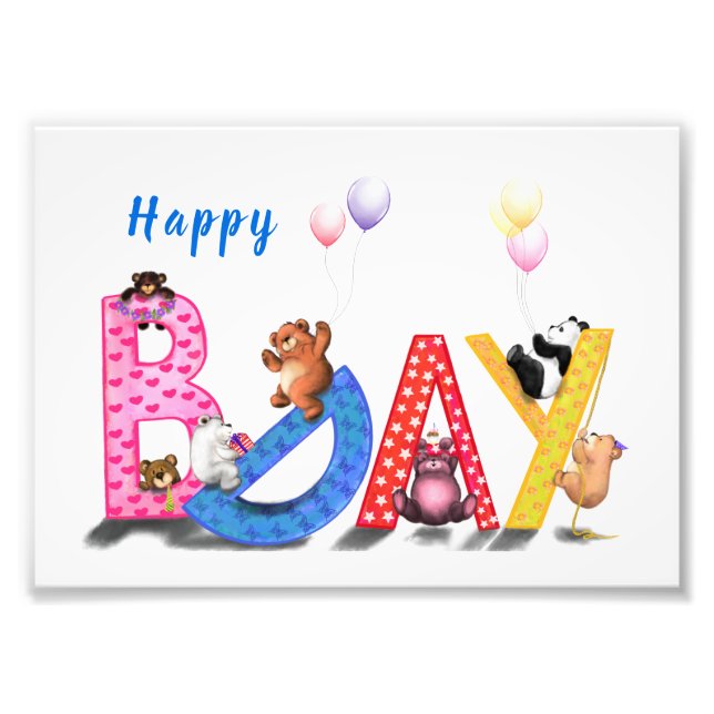 Foto Feliz Aniversário - Festa de Ursos Bebês Diversão  (Frente)