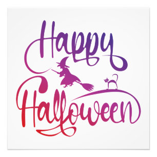 Foto Feliz Halloween gradient voando feiticeiro