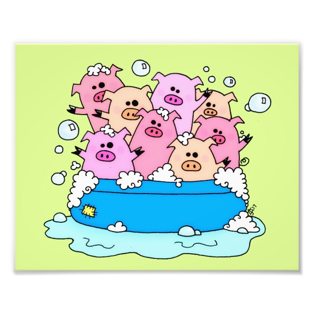 Foto Feliz Impressão de Arte de Suínos (Frente)