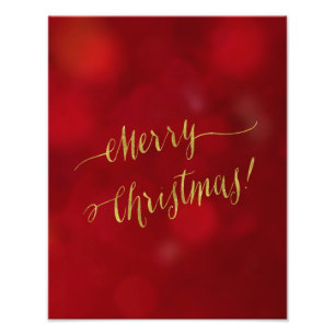 Foto Feliz Natal Faux Gold Foil Red Bokee Script