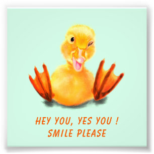 Foto Feliz Poster Feliz Sorriso de Pato Amarelo - Texto