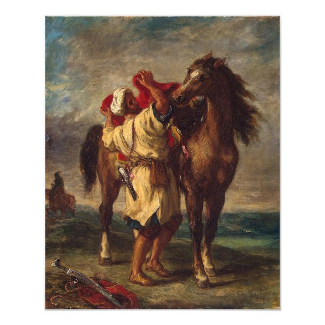 Foto Ferdinand Delacroix Arab Saddling Seu Cavalo (Frente)