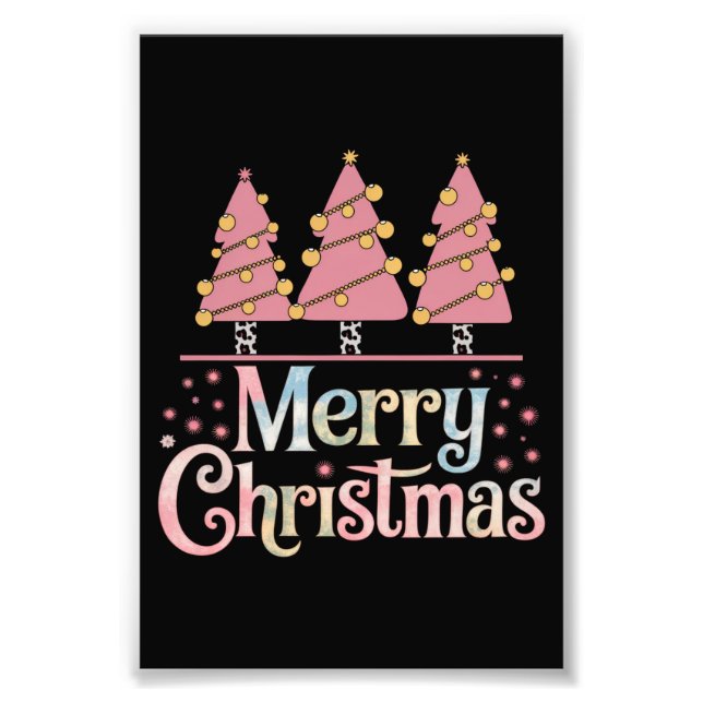 Foto Feriado de Natal em Árvore Rosa Menina de inverno (Frente)