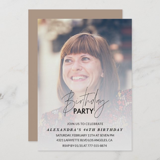 Foto: Festa de aniversário de convite para 46 anos (Frente/Verso)