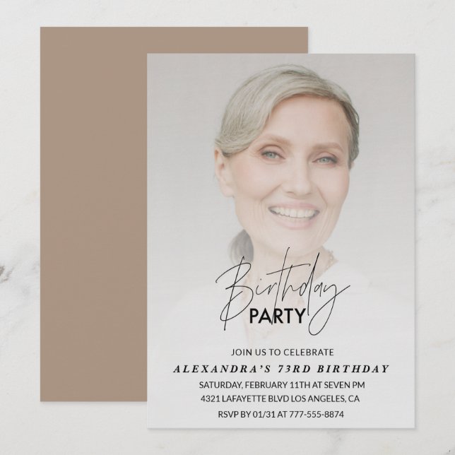 Foto: Festa de aniversário de convite para 73 anos (Frente/Verso)