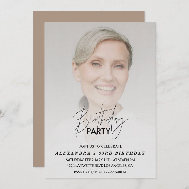 Foto: Festa de aniversário de convite para 83 anos (Frente/Verso)