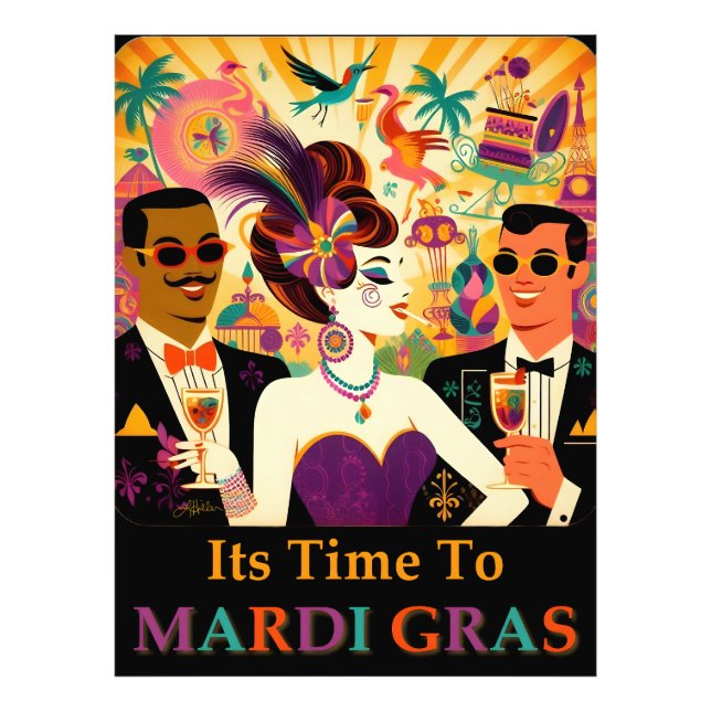 Foto Festa de Cocktail Mardi Gras Meados do Século (Frente)