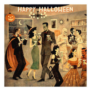 Foto Festa de Martini de Halloween dos Anos 40 Retro de
