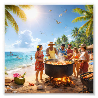 Foto Festa na Praia do Caribe Sob o Sol Dourado
