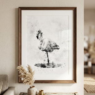 Foto Flamingo Black and White Watercolor 01