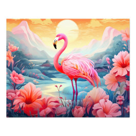 Foto Flamingo Tropical com Flores