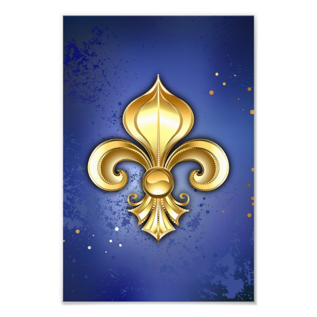 Foto Fleur de Lis Dourada no Azul (Frente)