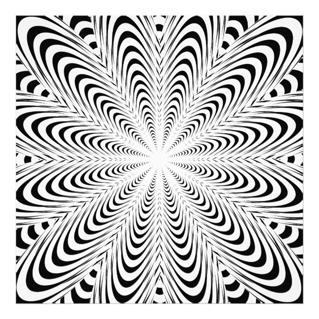 Foto Flor de ilusão óptica abstrato a preto (Frente)