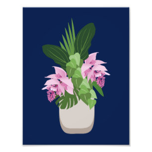 Foto Flor Rosa-Rosa-Medinilla Tropical Vase de Azul-Esc