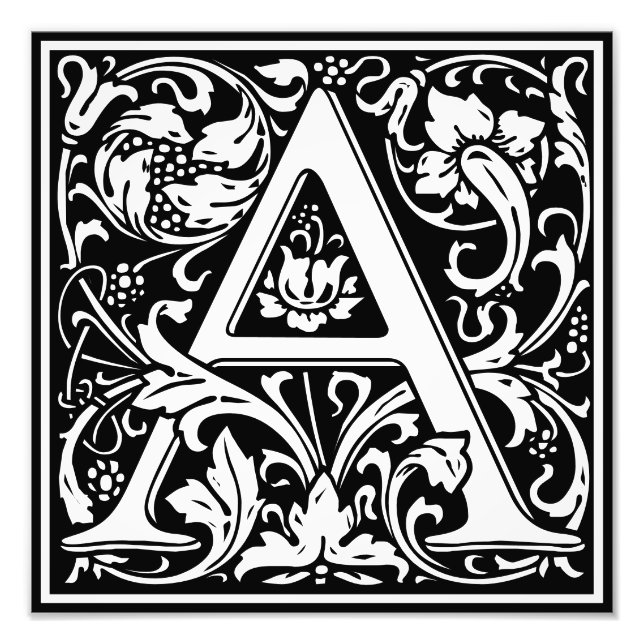 Foto Floral Alfabeto Monograma - Letra A Impressão de F (Frente)