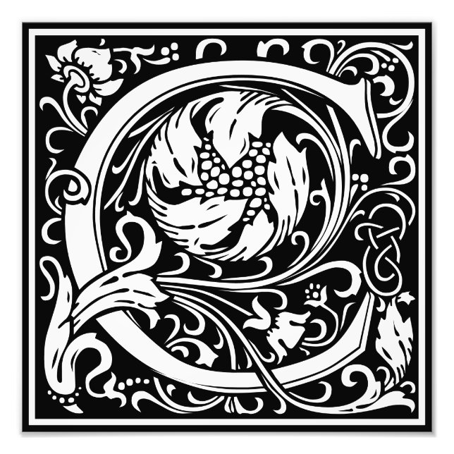 Foto Floral Alfabeto Monograma - Letra C Impressão de F (Frente)