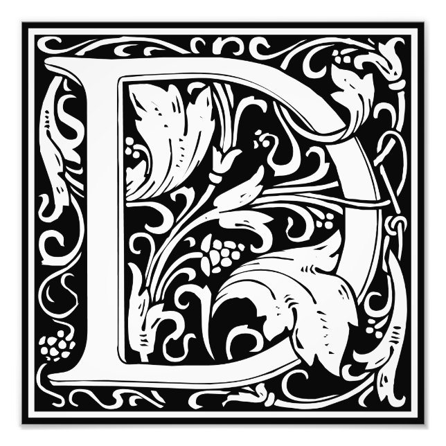 Foto Floral Alfabeto Monograma - Letra D Impressão de F (Frente)