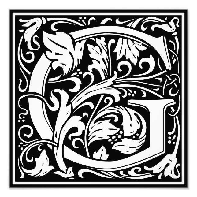 Foto Floral Alfabeto Monograma - Letra G Impressão de F (Frente)