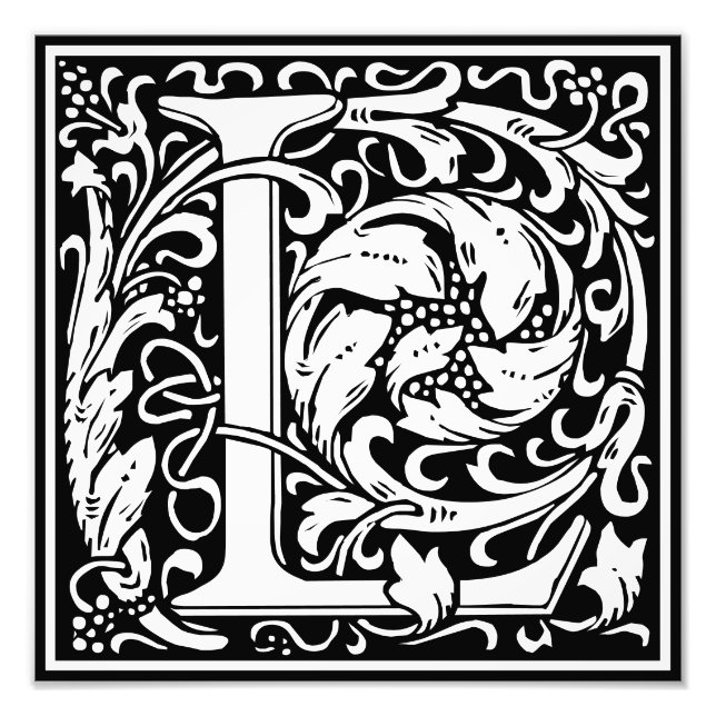 Foto Floral Alfabeto Monograma - Letra L Impressão de F (Frente)