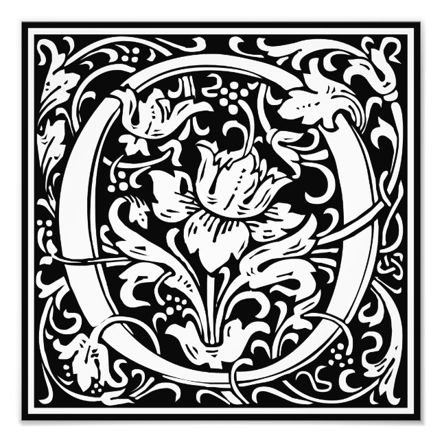 Foto Floral Alfabeto Monograma - Letra O Impressão de F (Frente)