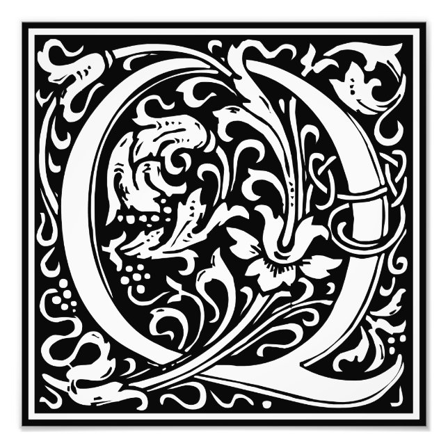 Foto Floral Alfabeto Monograma - Letra Q Impressão de F (Frente)