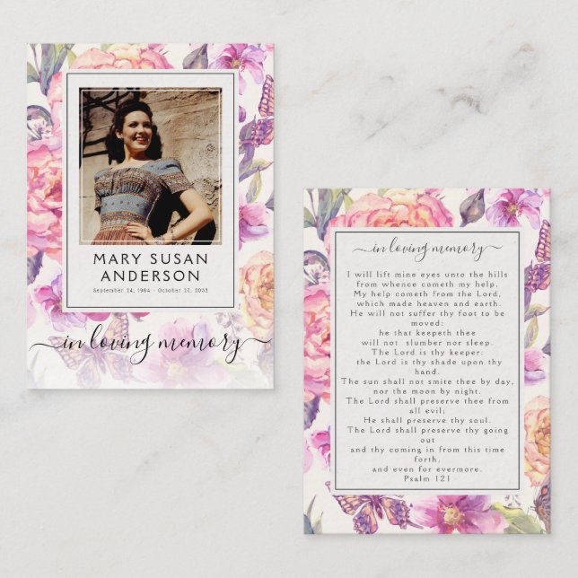 Foto Floral Cartão de Oração do Memorial Funeral (Frente/Verso)