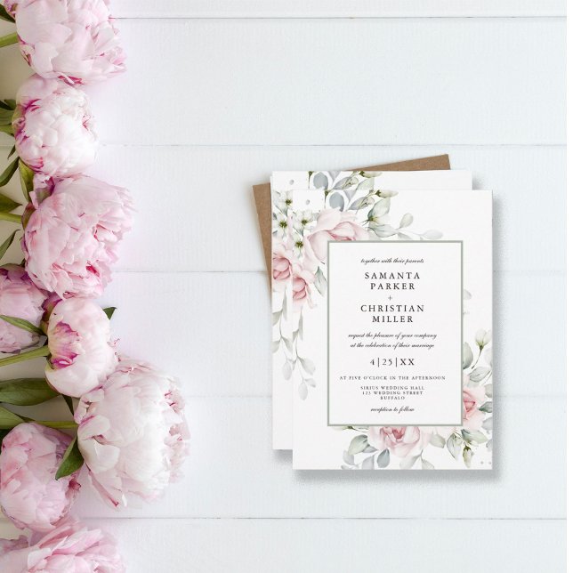 Foto Floral | Convite Para Casamento Por Aquarela (Criador carregado)