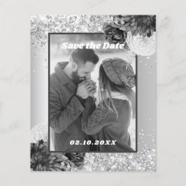 Foto floral de prata Salve o casamento da data