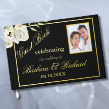 Foto Floral Elegante Foto Negra De Casamento Ouro