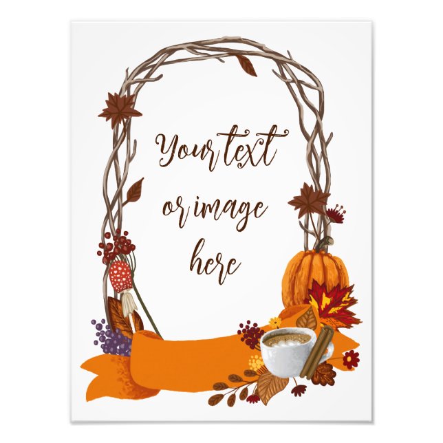 Foto Floral Fall Wreath Autumn Flowers Pumpkin Café (Frente)