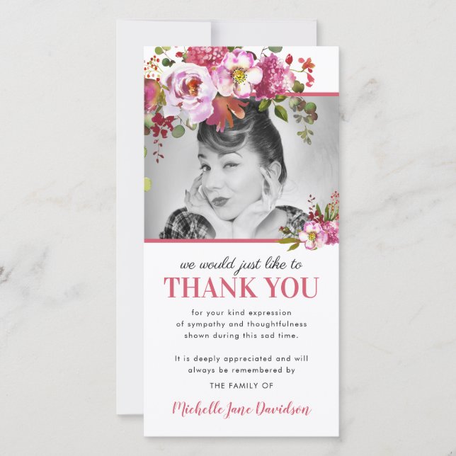 Foto Floral Rosa Funeral Obrigado (Frente)