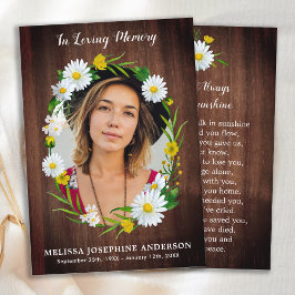 Foto Floral Rustic Memorial Prayer Card Funeral