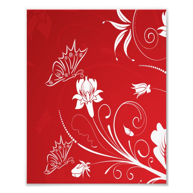 Foto Floral Vermelho e Branco Moderno (Frente)