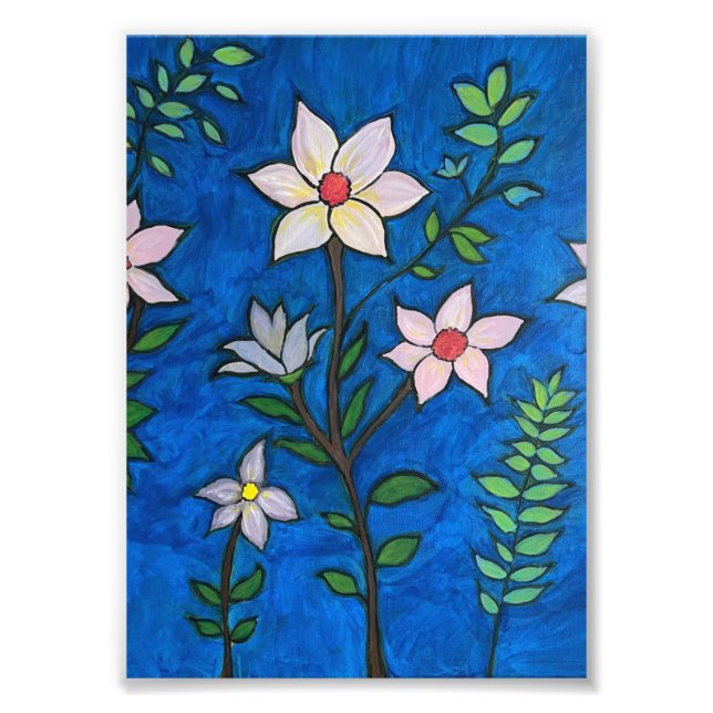 Foto Flores Caprichosas com Fundo Azul (Frente)