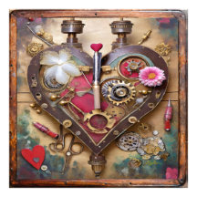Flores de Batom Coração Série Steampunk