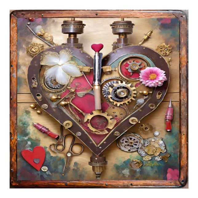 Foto Flores de Batom Coração Série Steampunk (Frente)