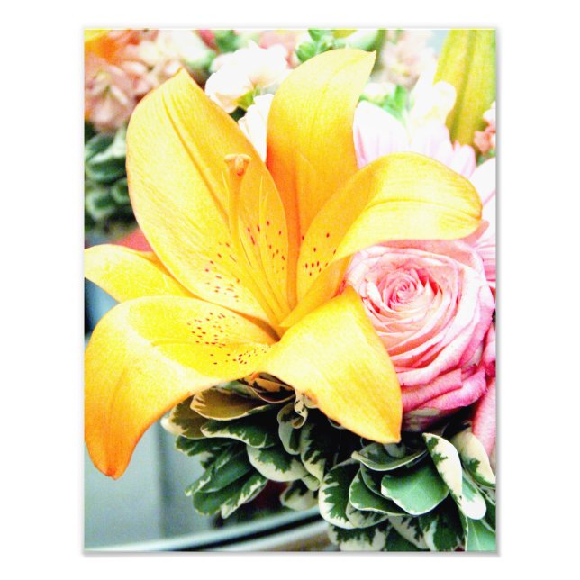 Foto flores de casamento laranja rosa estrela lírio ros (Frente)